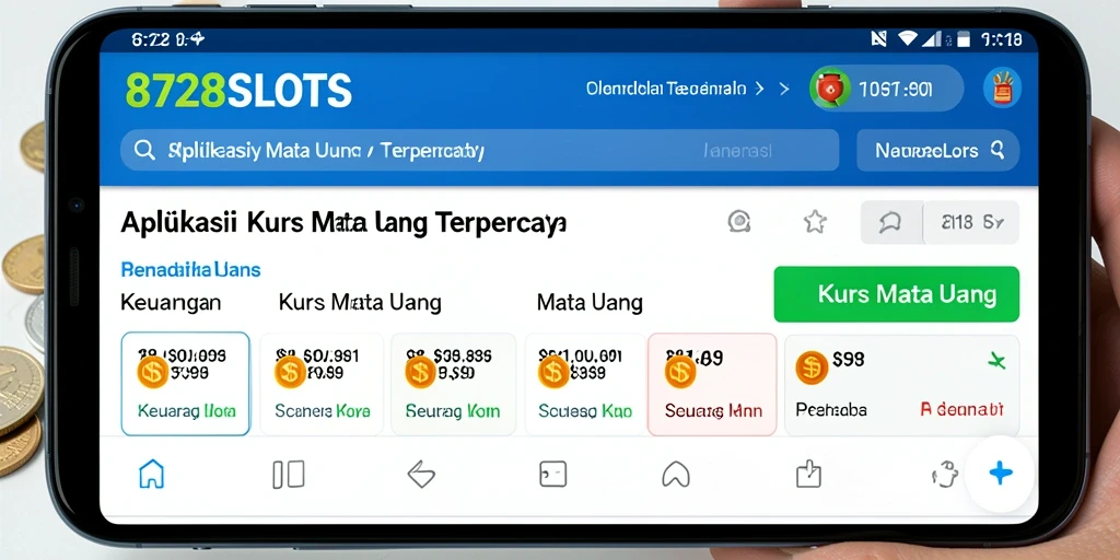 Tampilan antarmuka utama 8728SLOTS yang menunjukkan informasi kurs mata uang.