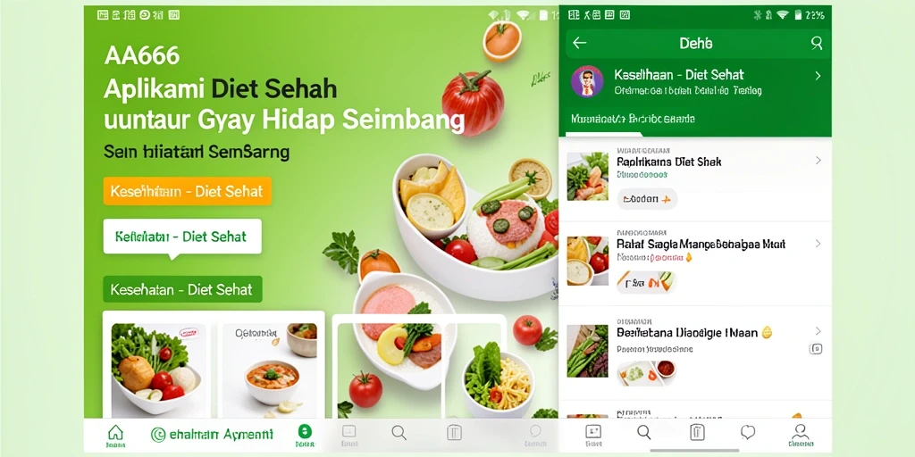 Antarmuka aplikasi Diet Sehat AA666 yang menarik dan mudah digunakan.