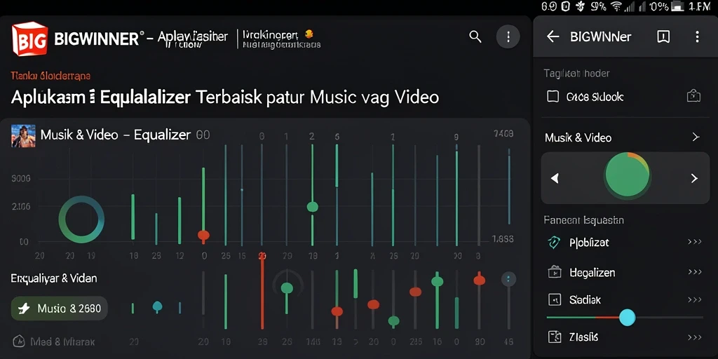 Antarmuka aplikasi BIGWINNER dengan fitur Equalizer yang menarik.