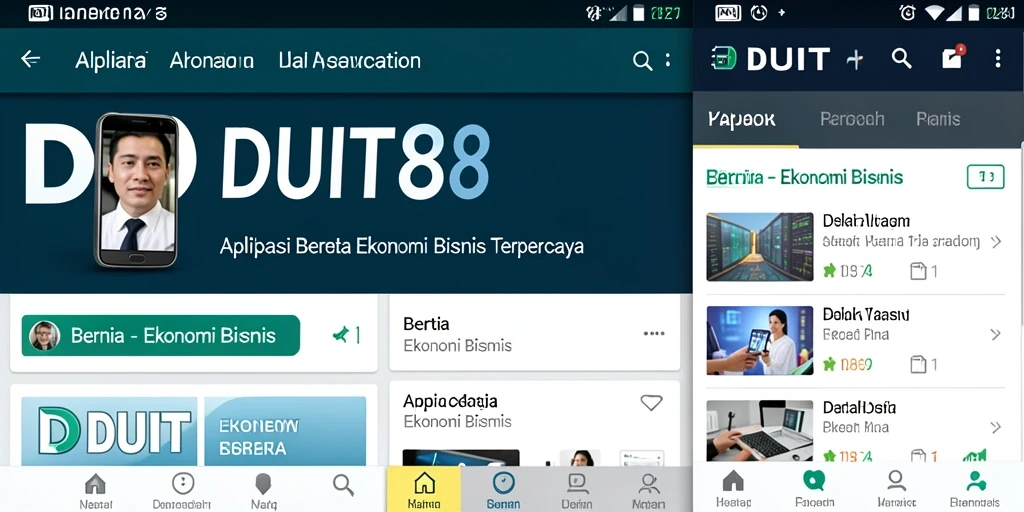 Antarmuka DUIT8 yang modern dan informatif tentang ekonomi bisnis.