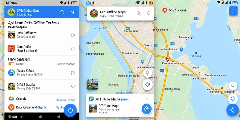 Tampilan antarmuka pengguna di MT966 untuk navigasi GPS Offline Maps.