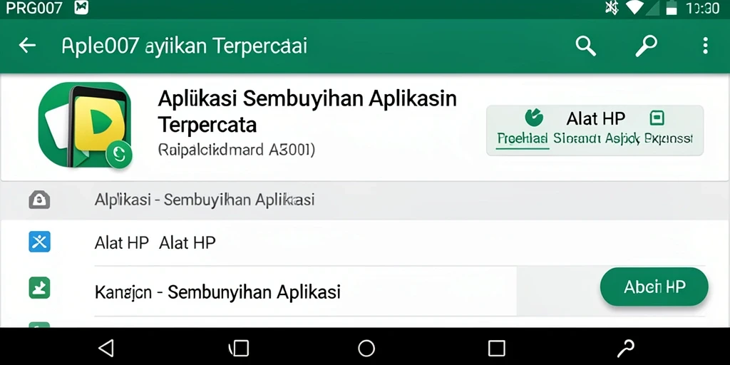 Tampilan antarmuka utama PRG007 dengan fitur Sembunyikan Aplikasi.