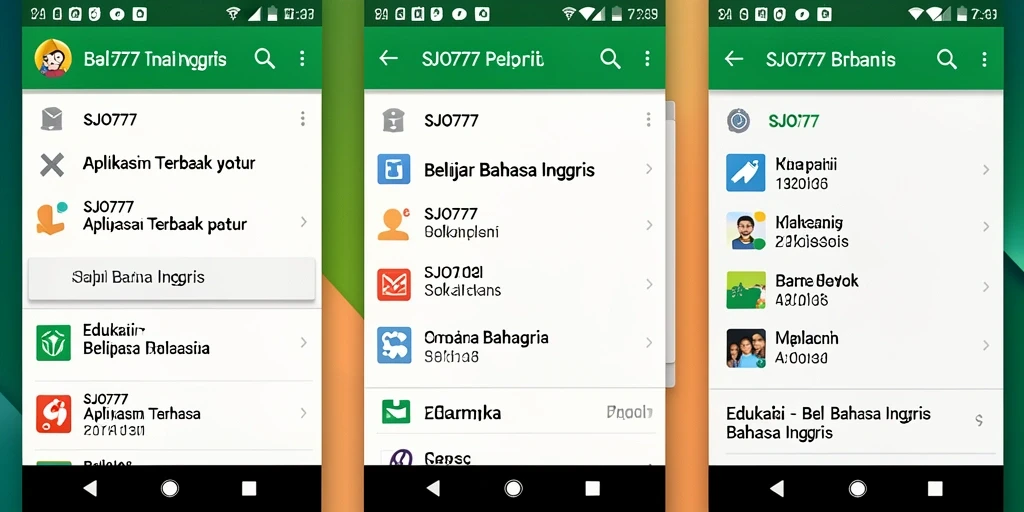 Tampilan antarmuka SJO777 yang menarik untuk belajar Bahasa Inggris.